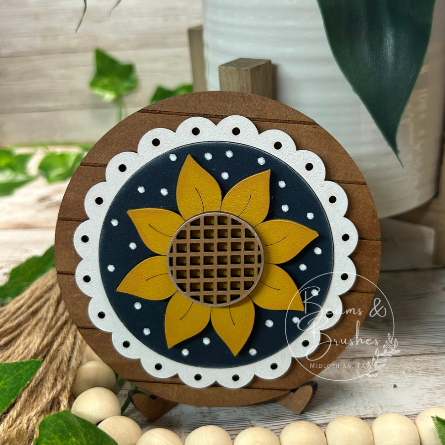 Brown/White Round Desk Base for 3 inch inserts