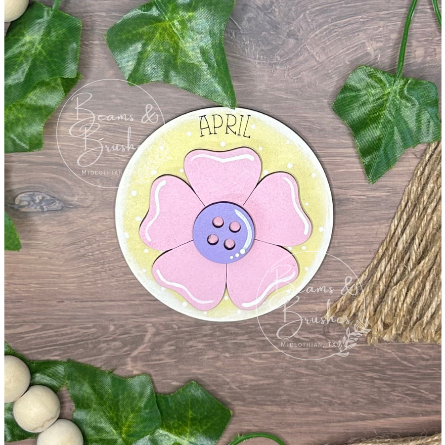 April - Flower 3 inch Round Insert