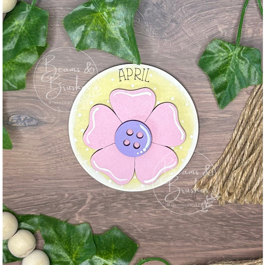 April - Flower 3 inch Round Insert