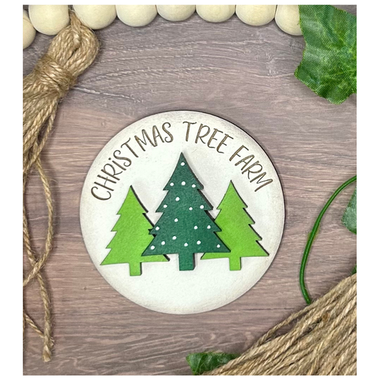 Christmas Tree Farm 3 inch Round Insert