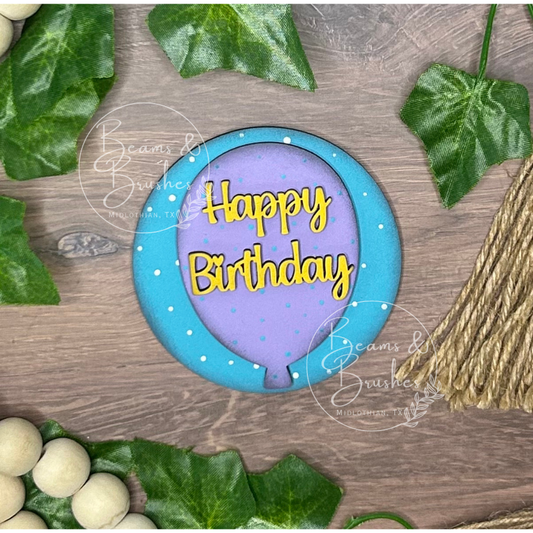Happy Birthday balloons 3 inch Round Insert
