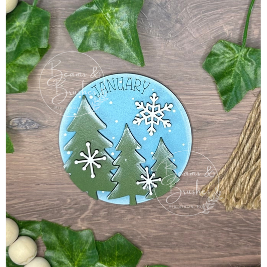 January - Trees 3 inch Round Insert