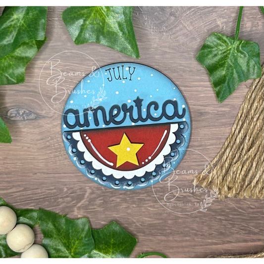 July - America banner 3 inch Round Insert