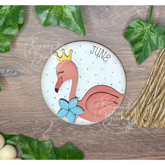 June - Flamingo 3 inch Round Insert