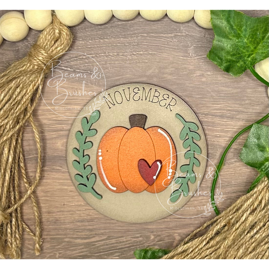 November - Pumpkin 3 inch Round Insert