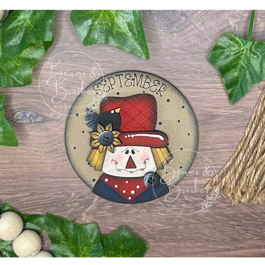 September - Scarecrow 3 inch Round Insert