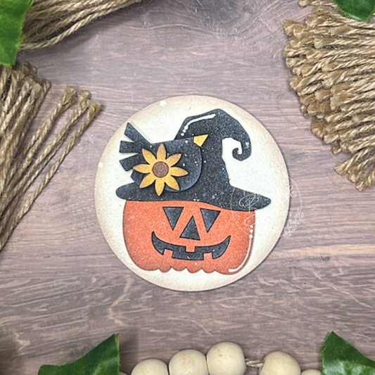 Jack O Lantern 3 inch Round Insert