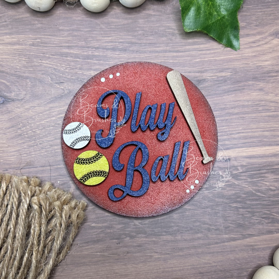 Baseball Softball Play Ball 3 inch Round Insert