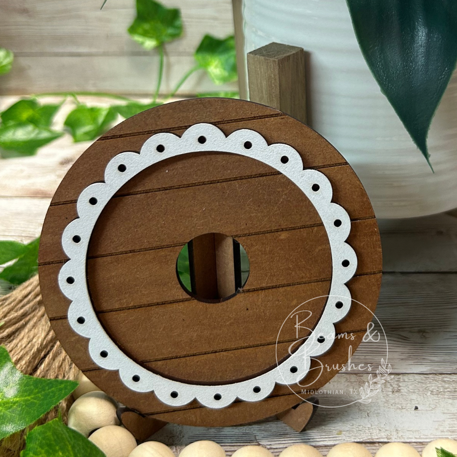 Brown/White Round Desk Base for 3 inch inserts