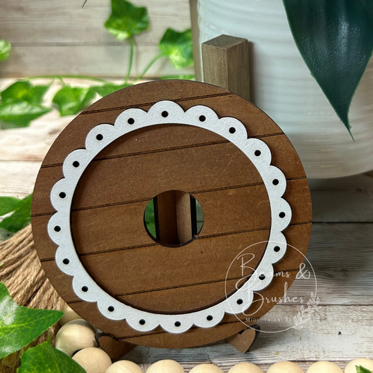 Brown/White Round Desk Base for 3 inch inserts