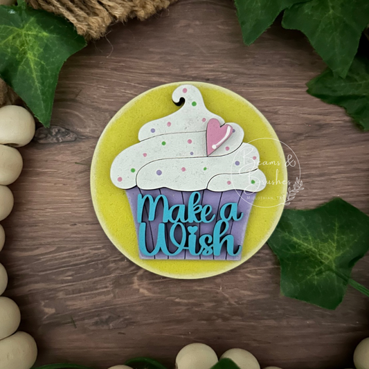 Make a Wish Cupcake 3 inch Round Insert